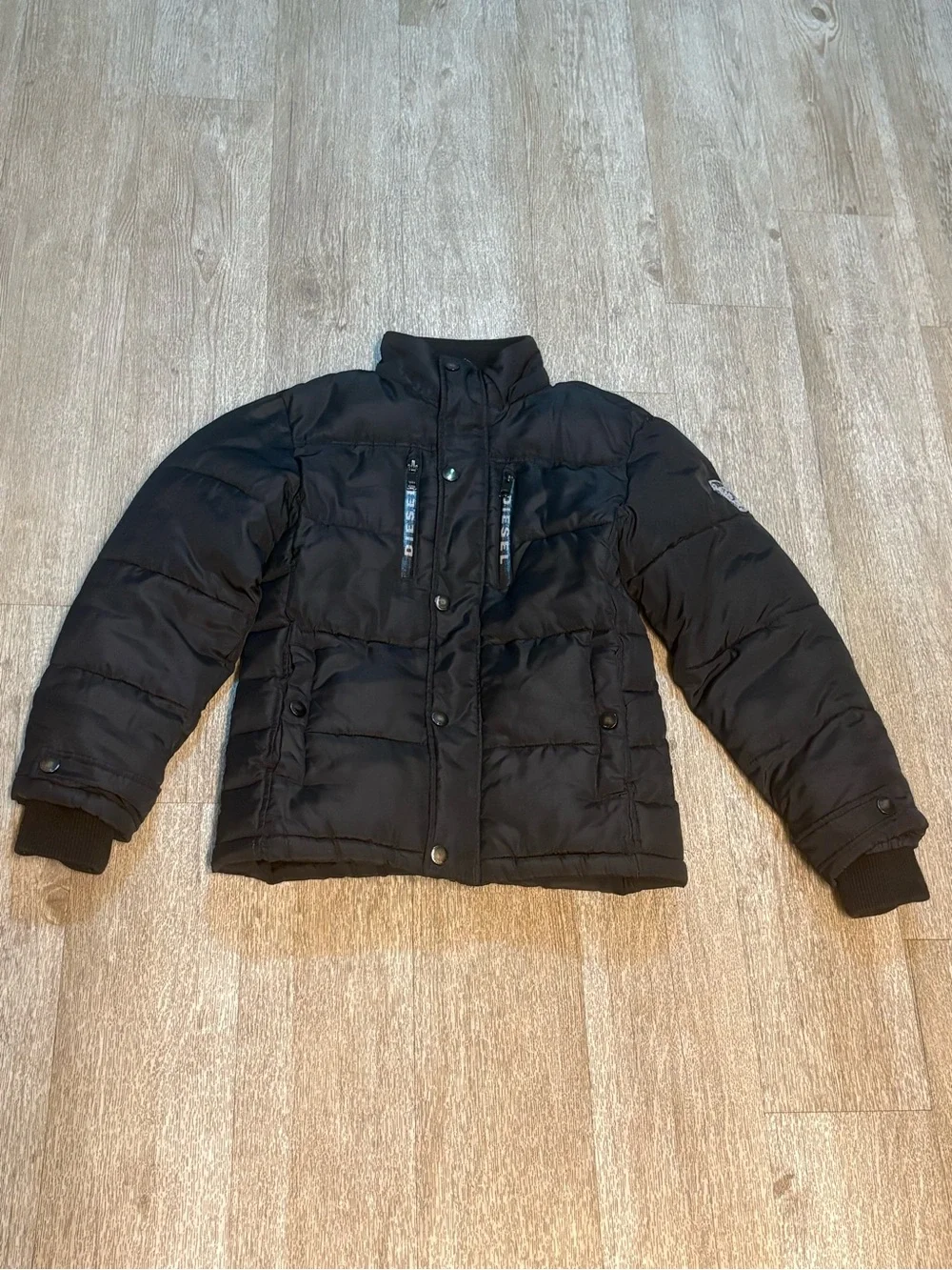 Diesel kids black Puffer Jacket with Zip Chest Pockets